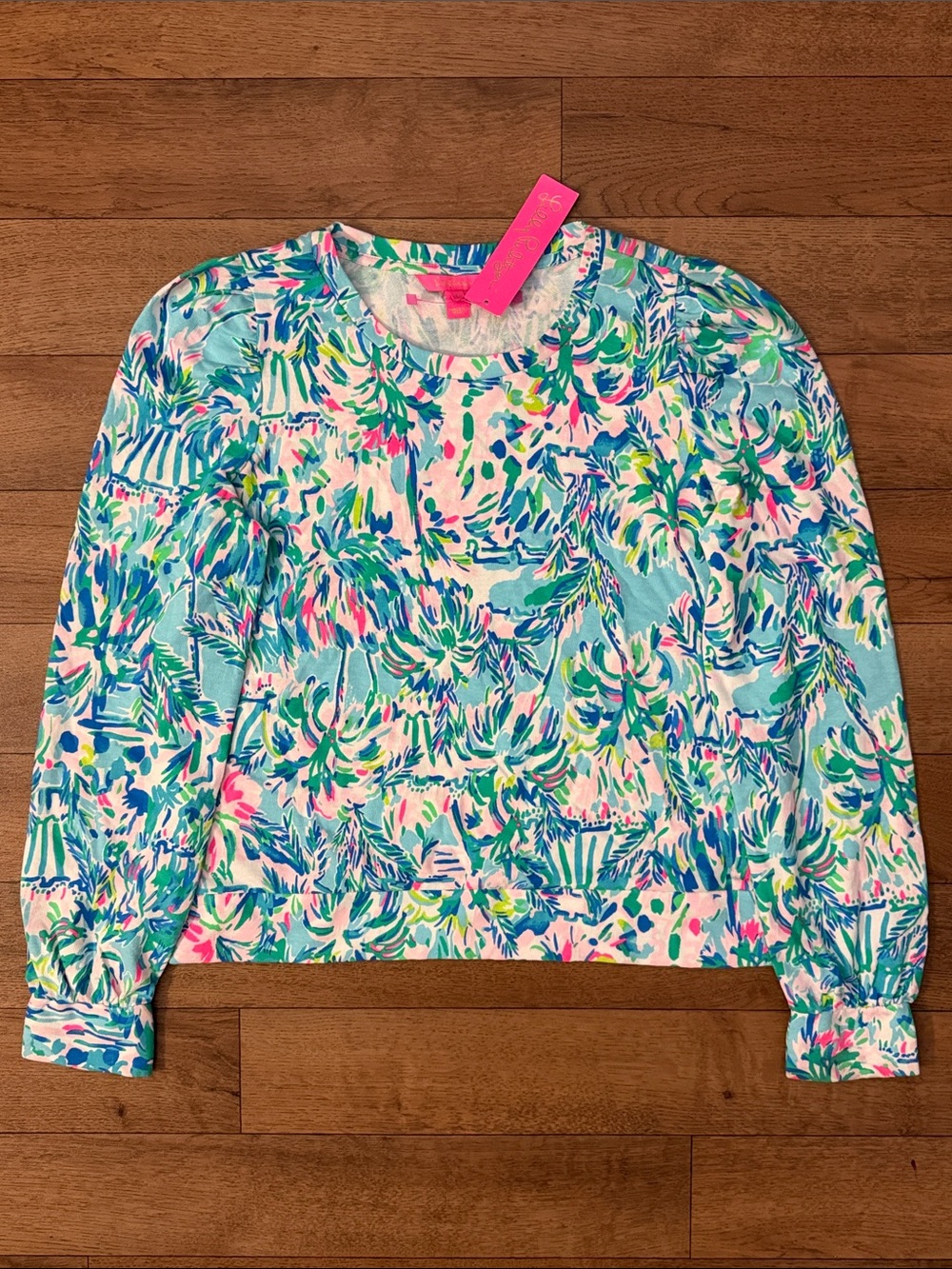 Lilly Pulitzer Size Large Jansen Sweatshirt Blue Ibiza Cabana Long Sleeve NWT L - Picture 3 of 12